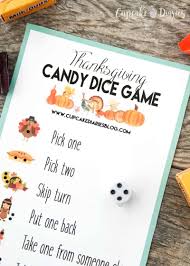 A kids heart thanksgiving games. Thanksgiving Candy Dice Game Printable Game For Kids Cupcake Diaries