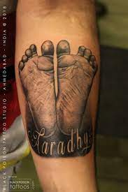 Baby's birth date is also added along with the footprint. Baby Footprint Tattoo Best Tattoo Studio In India Black Poison Tattoo Studio