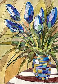 Abstract Flowers In A Vase Abstract Flowers Mosaic Art Stained Glass Flowers