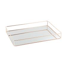 = zodax rectangular gold stainless steel serving tray 12.75w x 10.25d. Mirror Rose Gold Serving Tray The Wedding Event Creators