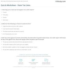 This secures and protects the debt owed to us and notifies creditors of the debt. Quiz Worksheet State Tax Liens Study Com
