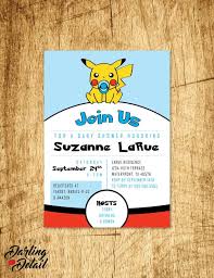 Video Game Pokemon Inspired Baby Shower Invitation Custom Baby Pikachu Invitation Printable Di Baby Shower Invitations Baby Shower Sprinkle Baby Shower