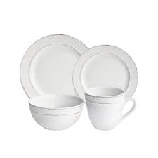 Your choice of matching christmas theme. American Atelier Olivia 16 Piece Casual White Ceramic Dinnerware Set 6511 16 Rb The Home Depot