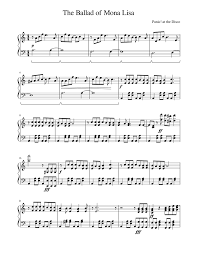 Panic At The Disco The Ballad Of Mona Lisa Mp3 Print And Download In Pdf Or Midi The Ballad Of Mona Lisa Panic At The Disco Free Sheet Music For Piano Made By Hipste Sheet Music Ballad Free Sheet Music