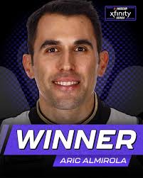 Aric Almirola won the Focused Health 302 NASCAR Xfinity Series race at the  Las Vegas Motor Speedway