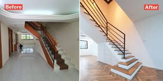 It has also a handrail attached to the wall for support. Hdb Maisonette Staircase Makeover Transforms Old Pasir Ris Flat Into Duplex Loft Nestia