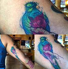 For me watercolor tattoo art is more expressive than the traditional tattoo style. Quetzal Watercolor Tattoo Austin Guatemala Bird Artist David Poe Life Tattoos Tattoos Tattoo Inspiration