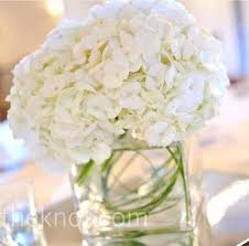 Simple White Hydrangea Centerpiece With Some Swirled Grass In The Vase White Hydrangea Centerpieces Hydrangea Centerpiece White Hydrangea