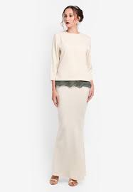 Baru Baju Kurung Rennes Baju Kedah Top With Lace Border Beige Baju Bajukurung Bajukurungm Fashion Clothes Women Baju Kurung Lace Baju Kurung Moden Lace