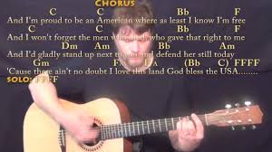 God Bless The Usa Lee Greenwood Guitar Lesson Chord Chart Acoustic Instrumental