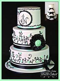 Ivory And Black Wedding Round Wedding Cakes Mint Wedding Cake Black Wedding Cakes Round Wedding Cakes