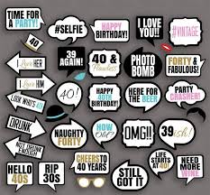 Free Printable 40th Birthday Photo Booth Props 35 X 40th Birthday Photo Booth Prop Printables Birthday Photo Booths 40th Birthday 40th Bday Ideas