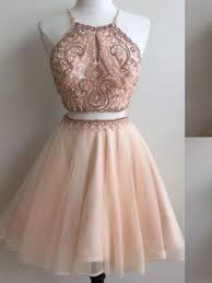 Two Piece Champagne Tulle Beaded Short Homecoming Dress Wendyhouse Online Store Powered By Storenvy