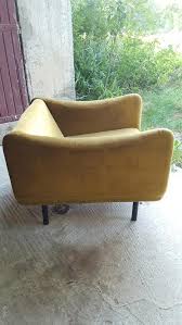 Michel Mortier 1925 2015 Ed Steiner 1963 Fauteuil Modele Teckel A Assise Et Dossier En Tissu Vert Olive Reposant Sur Tissu Vert Fauteuil Mobilier De Salon