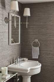 Powder room wallpaper ideas & dark textured paint be gone! Gray Grasscloth Transitional Bathroom Design Manifest Powder Room Design Bathroom Wallpaper Transitional Bathroom Design