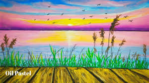How To Draw River Sunset Sky Wooden Bench Nature With Oil Pastel Easy Landscape Drawing Step By Step Painting With Oil Paints In this video i show you how to draw beautiful sunset this watercolor cityscape is so easy to paint and can be made in about a million different ways. oil pastel easy landscape drawing step