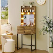 Lvsomt Small Makeup Vanity With Glass