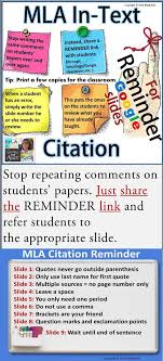 Mla In Text Citation Reminder For Google Slides Teacher Help Mla Citation College Writing