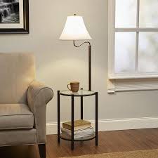 Mainstays Transitional Glass End Table Floor Lamp Matte Black Walmart Com Console Table Lamp Floor Lamps Living Room Glass End Tables