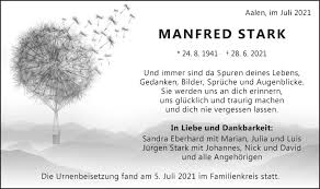 Traueranzeigen von Manfred Stark