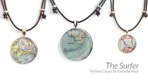 unique map jewelry and nautical chart pieces handcrafted