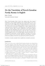 French names starting with s. Pdf On The Translation Of French Canadian Family Names In English