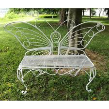 Hi Line Gift Ltd Butterfly 5 Ft Metal Outdoor Garden Bench White Metal Garden Benches Outdoor Garden Bench Garden Chairs Metal