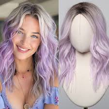 Amazon.com : testar Purple Wig Medium Length Lavender Wigs for White Women  18 Inch Short Middle Part Bob Wig Heat Resistant Synthetic Wavy Curly Wigs  for Girls Daily Party/Christmas Use : Beauty