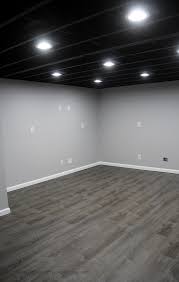 We first pulled everything out and completely gutted it our can lights are white you just can't really tell when the lights are on. Our Painted Basement Ceiling Black With Photo Examples