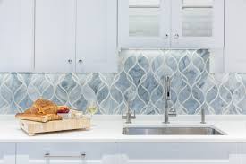 Artistic Tile I Custom Made Claridges In Light Blue And Ice White Blue Backsplash Kitchen Glass Tile Backsplash Kitchen Blue Kitchen Tiles