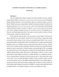 VEGHERE SI MOARTE IN FILOSOFIA LUI GABRIEL MARCEL