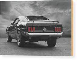 Rear Of The Year 69 Mustang Wood Print By Gill Billington