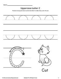 Uppercase Letter C Pre Writing Practice Worksheet Pre Writing Practice Writing Practice Preschool Pre Writing