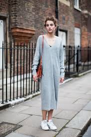 White Sneakers Grey Sweater Dress Black Shirt Bun Street Style Fashion Style Buy womens jumpers & cardigans at tu clothing online. white sneakers grey sweater dress