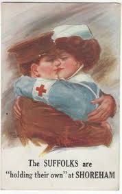 Ww1 Romantic Postcard Suffolk Regiment Soldier Red Cross Nurse 09 01 2012 Red Cross Nurse Postcard Ww1
