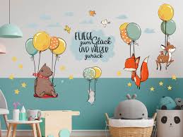 Wandtattoo Kinderzimmer Waldtiere Mit Luftballons Und Spruch