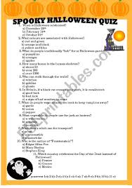 Ask them to choose the right options from the list and write in the space given in front of the questions. Spooky Halloween Quiz Esl Worksheet By Olga1977