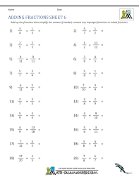 Adding Fractions Worksheets