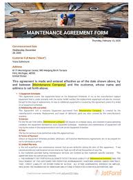 Signed by the contractor and the property owner, this document can help each party to set expectations around heating or air conditioning maintence or repair. Maintenance Agreement Template Pdf Templates Jotform