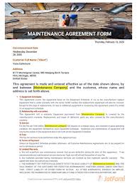 Hvac systems are nowadays very. Maintenance Agreement Template Pdf Templates Jotform