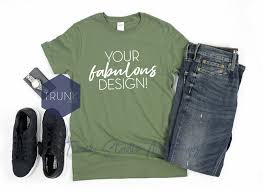 Gildan 64000 Military Green Shirt Mock Up Mens Shirt Mockup Etsy Military Green Shirt Shirt Mockup Mens Shirts