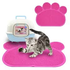 Jomia Pet Dog Cat Puppy Kitten Dish Bowl Food Water Feeding Placemat Pvc Nonslip Cat Litter Mat Paw Shape Pink See This Cat Litter Mat Litter Mat Cat House