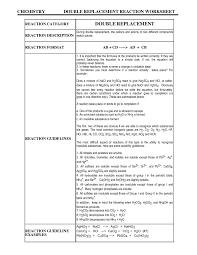 It covers three types of. Chemistry Double Replacement Reaction Worksheet Pages 1 3 Flip Pdf Download Fliphtml5