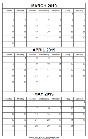 Printable Calendar March April May 2019 Calendar March Calendar Printables Monthly Calendar Template