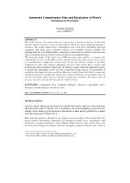 Pdf Investor S Commitment Bias And Escalation Of Firm S Investment Decision 2012 Anis Jarboui Academia Edu The ceo's commitment bias and attitude conception were measured using a questionnaire. academia edu