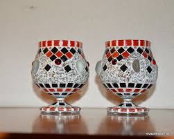 Windlicht Aus Cognacschwenker Mit Softglas Und Saftyglas Von Www Mosaikkasten Com Mosaic Art Decor Mosaic