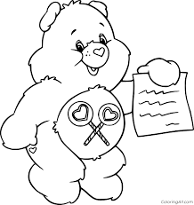 Various types of bear coloring pages are available on the internet; Share Bear Holds A Paper Coloring Page Coloringall