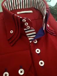 Morcouture Dark Red Triple Collar Shirt Mens Shirt Dress Men Fashion Casual Shirts Shirt Collar Styles