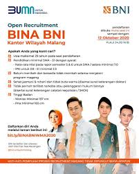 Check spelling or type a new query. Lowongan Kerja Bni Peneriman Bina Bni Kanwil Malang Oktober 2020 Lowongan Kerja Lowongan Kerja 2021 Lowongan Kerja Bulan Agustus 2021