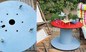 Comment Transformer Un Touret En Table De Jardin Table De Jardin Touret Deco Bois